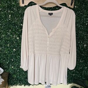 Torrid Cream Textured Blouse